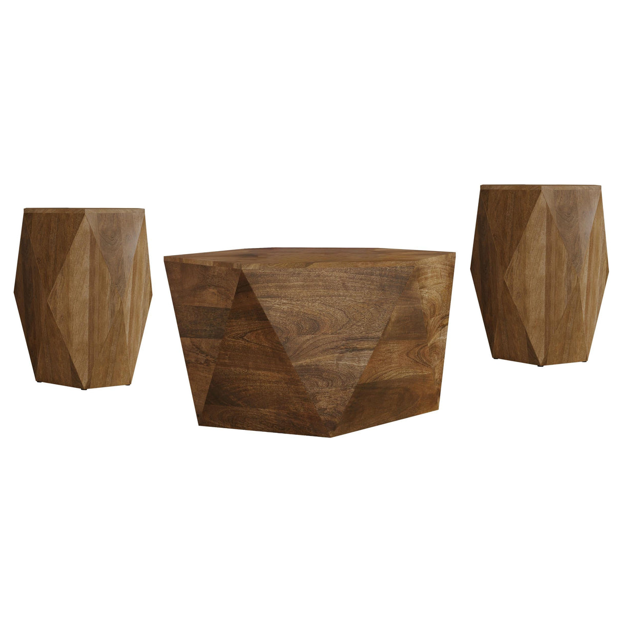 Zalika Natural 3-Piece Solid Wood Coffee and End Table Set by Coaster at Eve Furniture