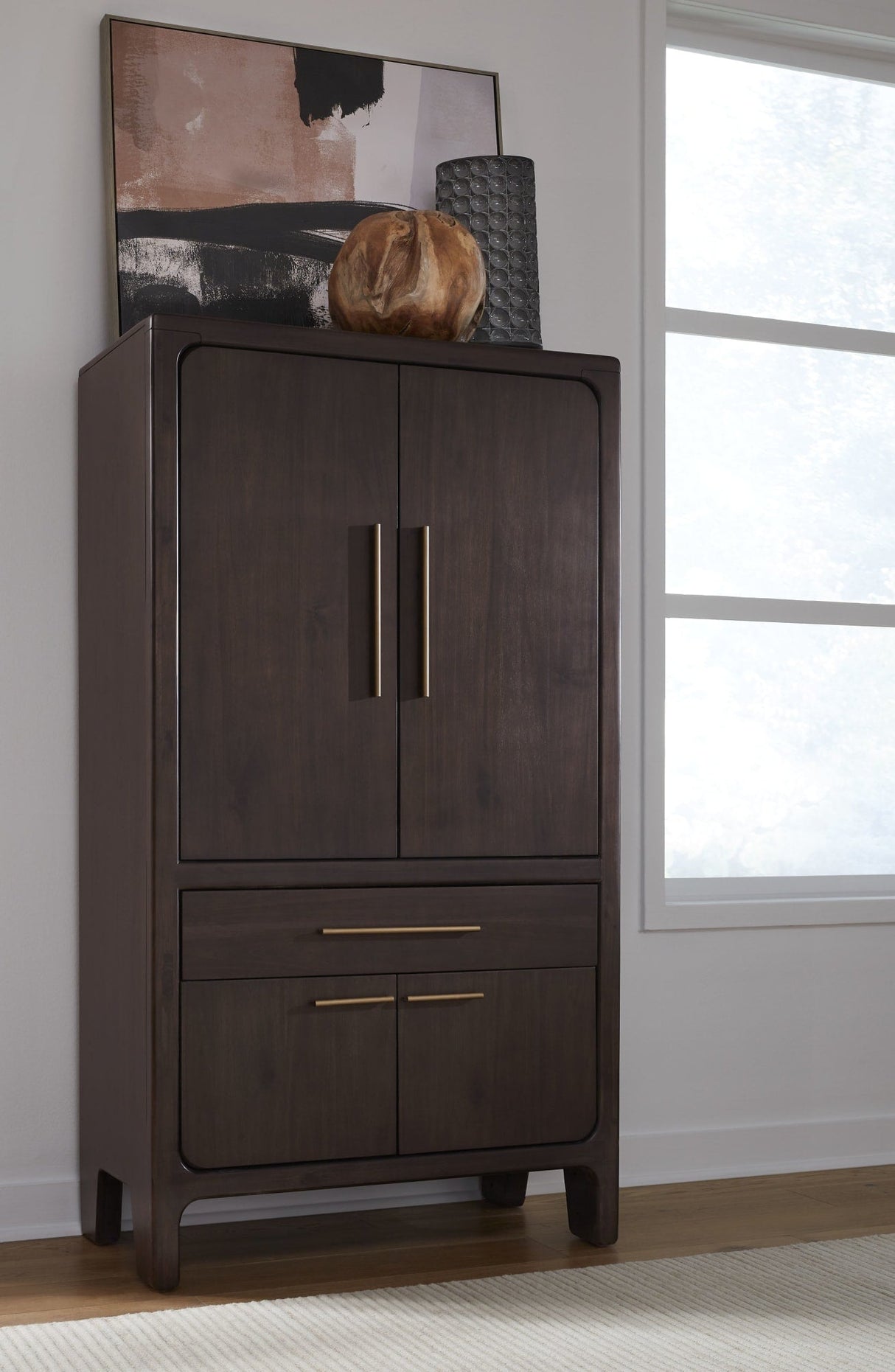 Zamba Jaguar Four Door One Drawer Acacia Bar Cabinet by Modus Furniture at Eve Furniture