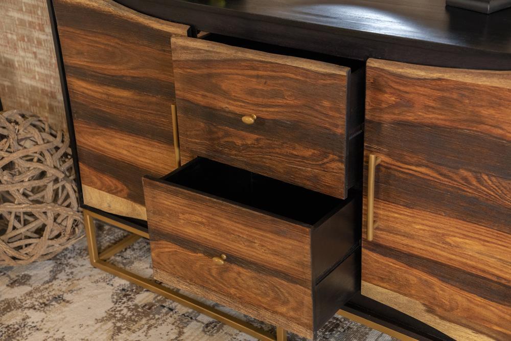 Zara Black Walnut/Gold 2-Door Accent Cabinet by Coaster at Eve Furniture