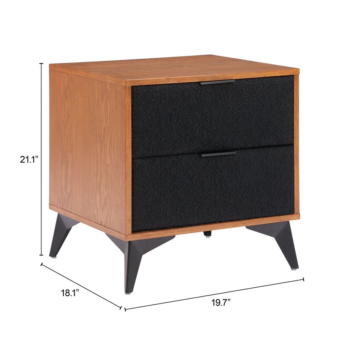Zarif Black & Walnut Nightstand by Zuomod at Eve Furniture