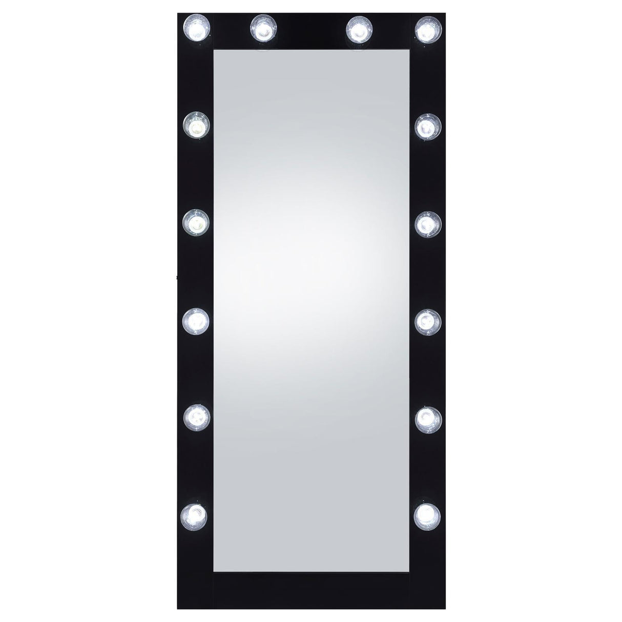 Zayan Black High Gloss Full Length Floor Mirror With Lighting by Coaster at Eve Furniture