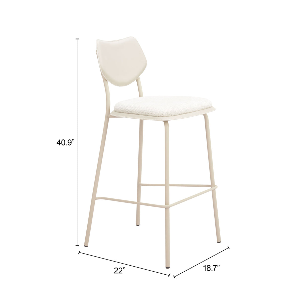 Zeal Light Gray & Beige Barstool (Set of 4) by Zuomod at Eve Furniture