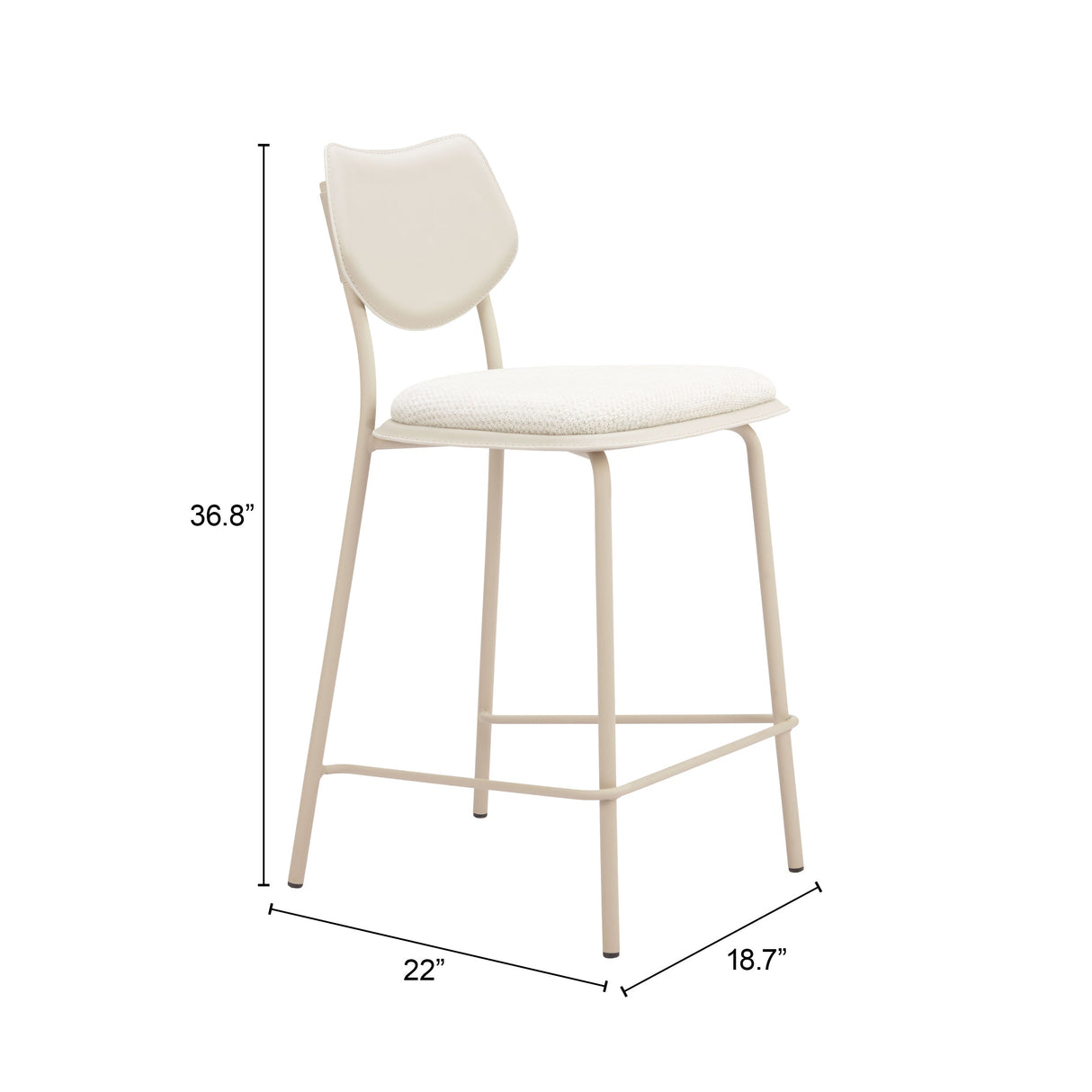 Zeal Light Gray & Beige Counter Stool (Set of 4) by Zuomod at Eve Furniture
