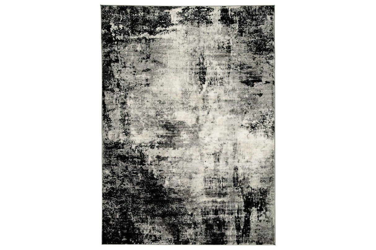 Zekeman Black/Cream/Gray Large Rug by Ashley at Eve Furniture