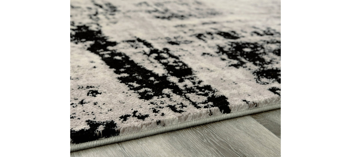 Zekeman Black/Cream/Gray Medium Rug by Ashley at Eve Furniture