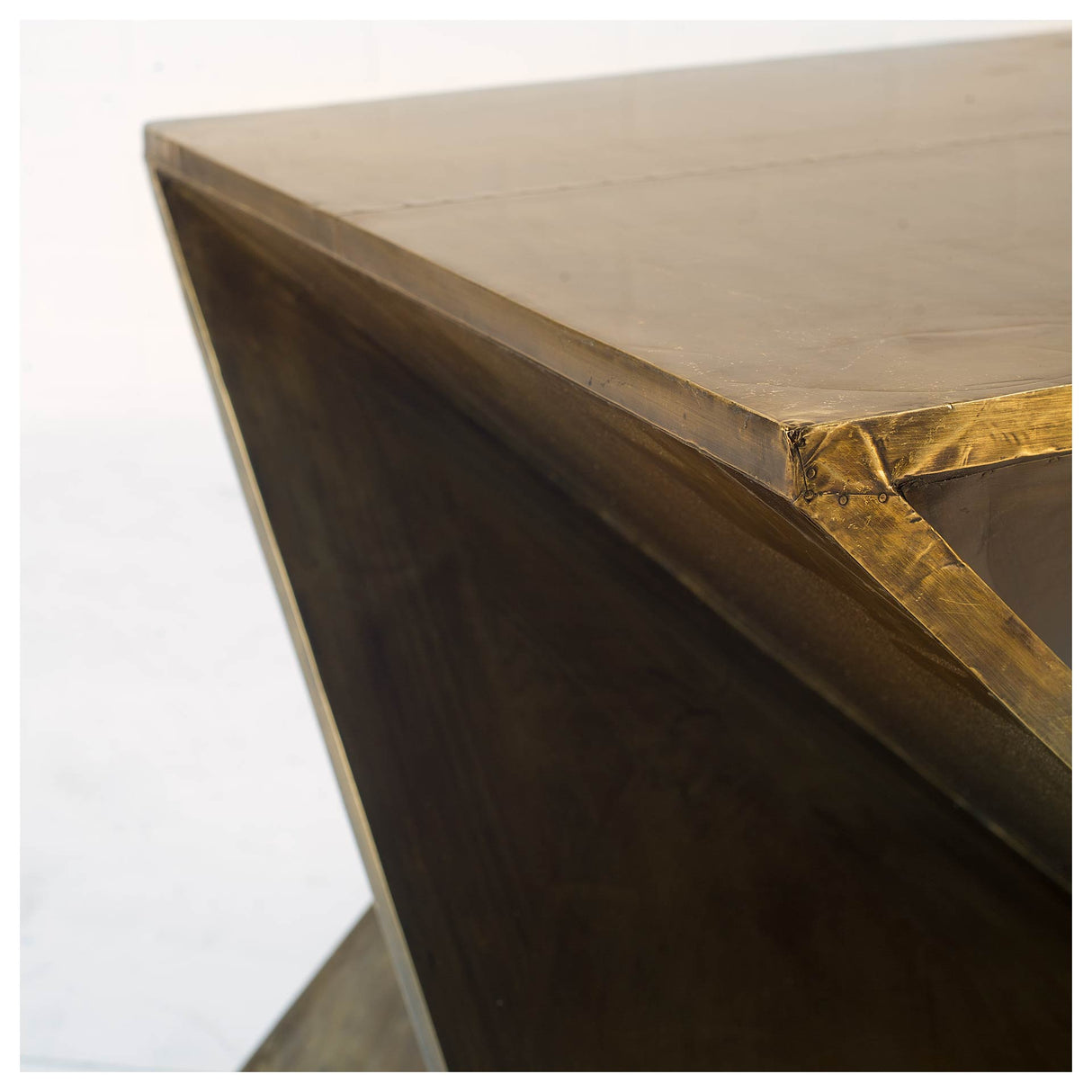 Zelda 20L x 20W Gold Metal-Cladded Z-Shaped Wooden Accent Table by Mercana at Eve Furniture