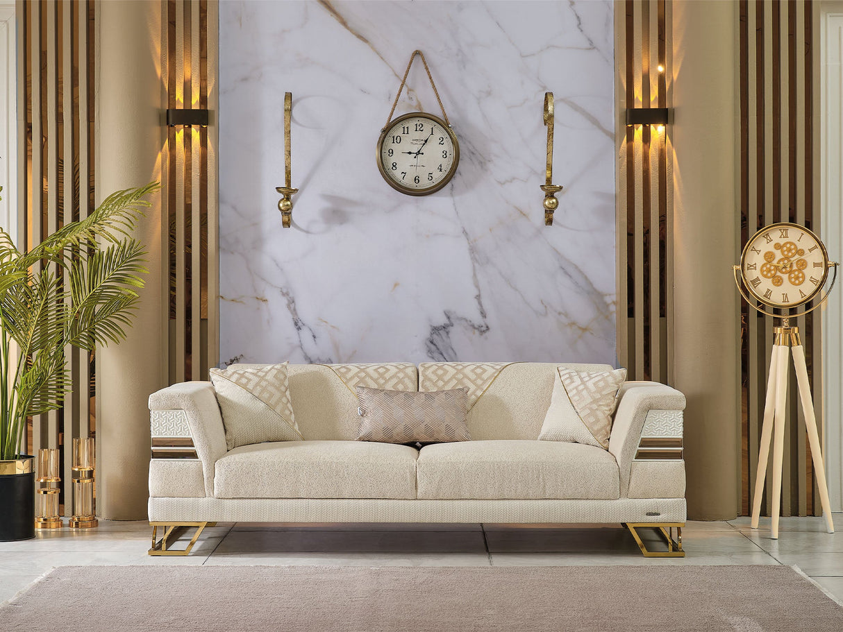 Zen 3-pieces (Sofa & Loveseat & Chair) Livingroom Set Cream by Furnia at Eve Furniture