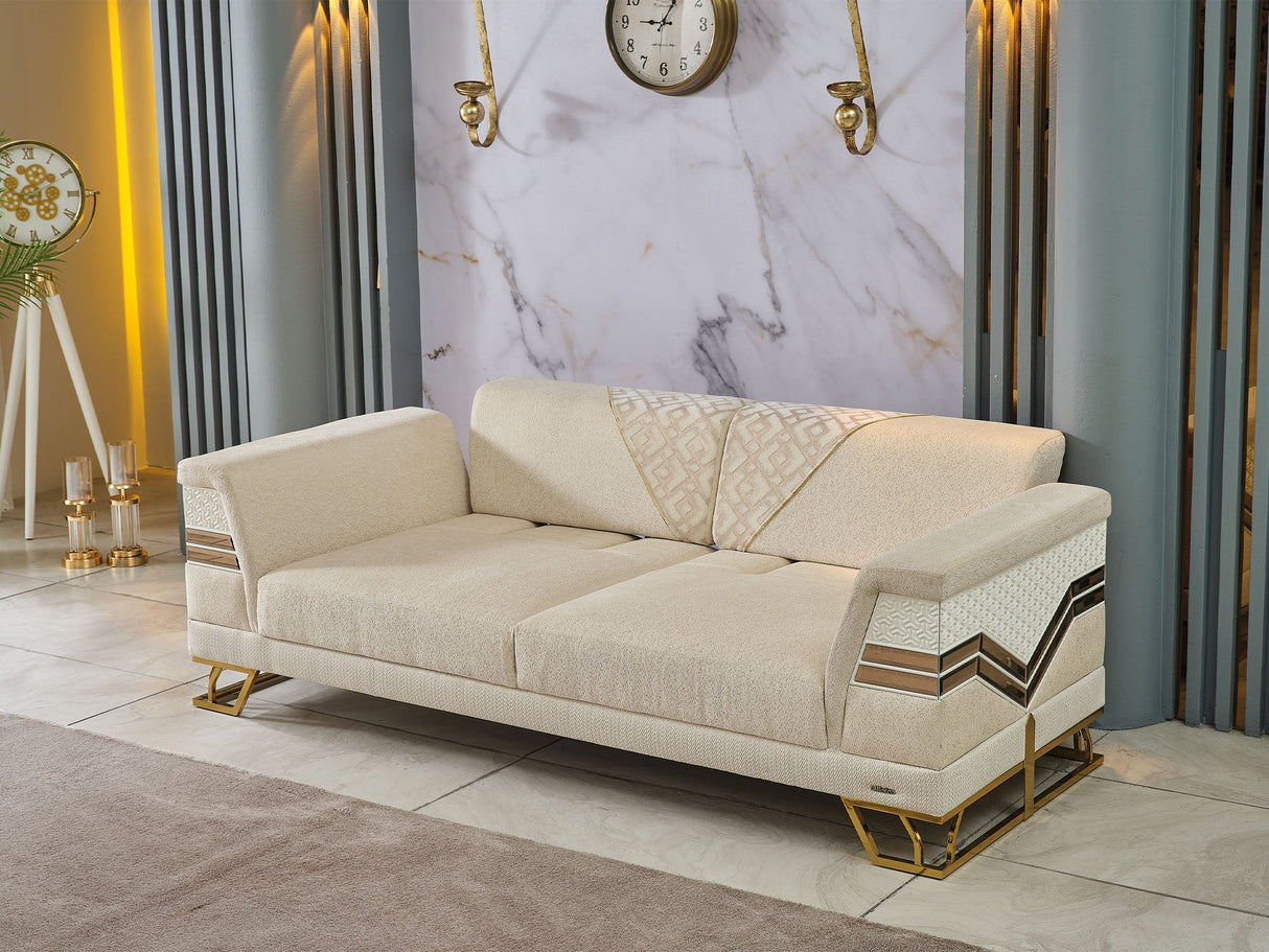 Zen 3-pieces (Sofa & Loveseat & Chair) Livingroom Set Cream by Furnia at Eve Furniture