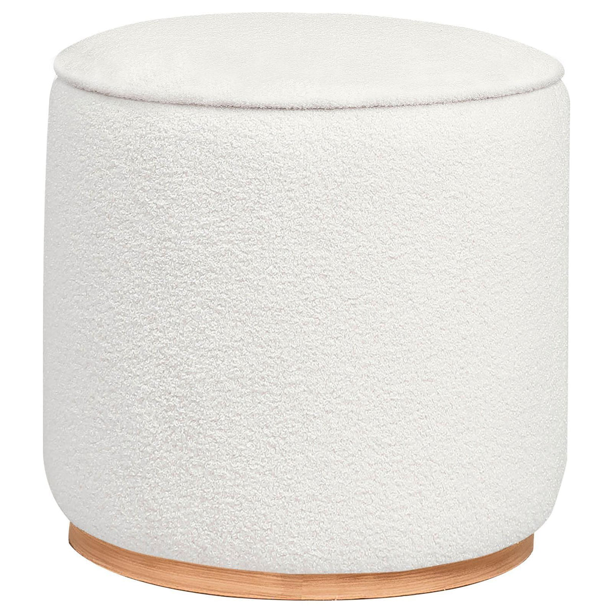 Zena Ivory Faux Sheepskin Upholstered Round Ottoman by Coaster at Eve Furniture