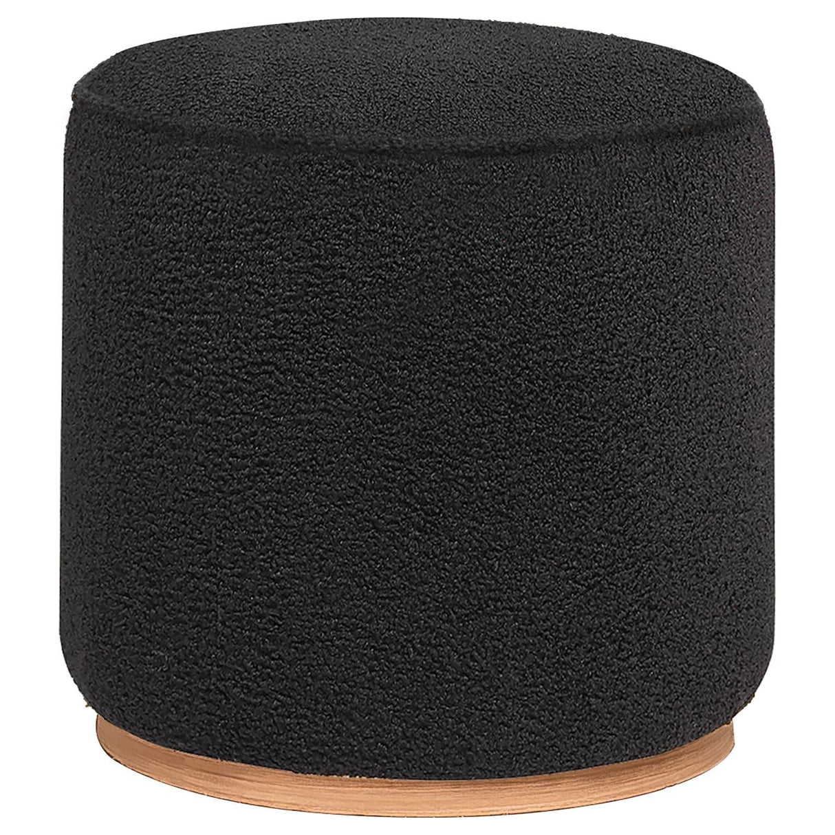Zena Black Faux Sheepskin Upholstered Round Ottoman by Coaster at Eve Furniture