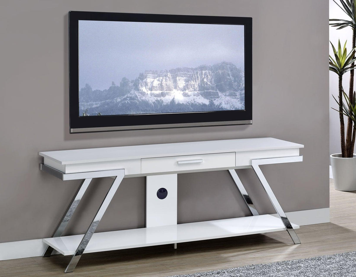 Zena White TV Stand with Drawer by Steve Silver at Eve Furniture