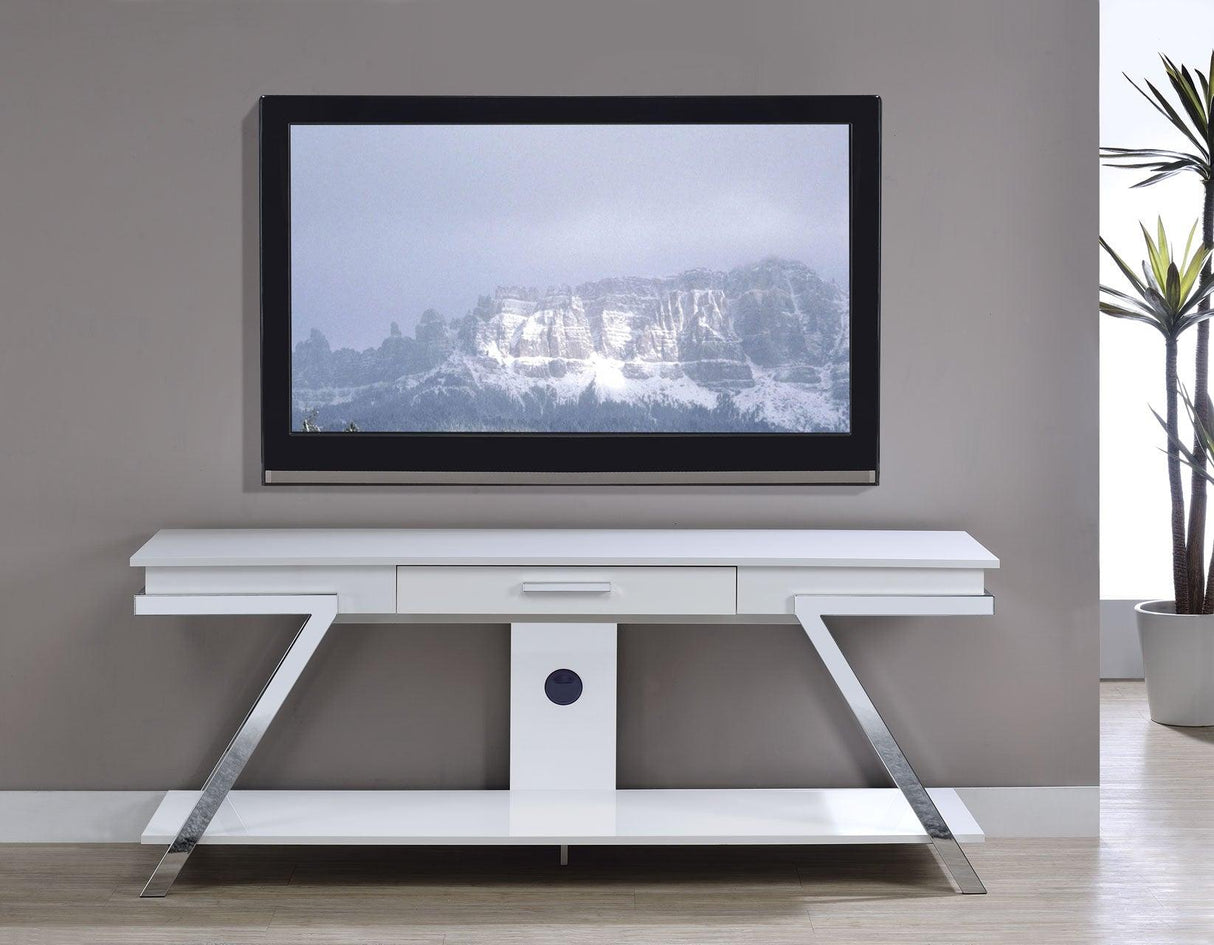 Zena White TV Stand with Drawer by Steve Silver at Eve Furniture