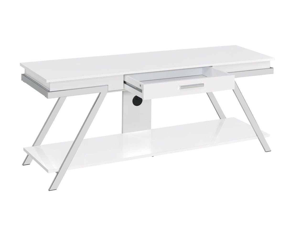 Zena White TV Stand with Drawer by Steve Silver at Eve Furniture
