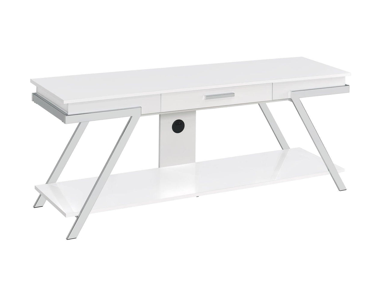 Zena White TV Stand with Drawer by Steve Silver at Eve Furniture