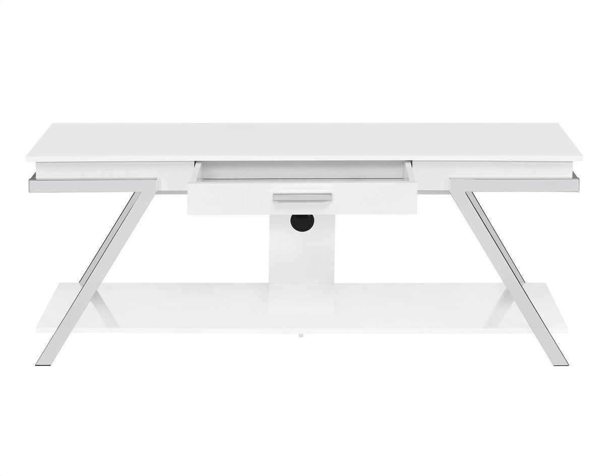 Zena White TV Stand with Drawer by Steve Silver at Eve Furniture