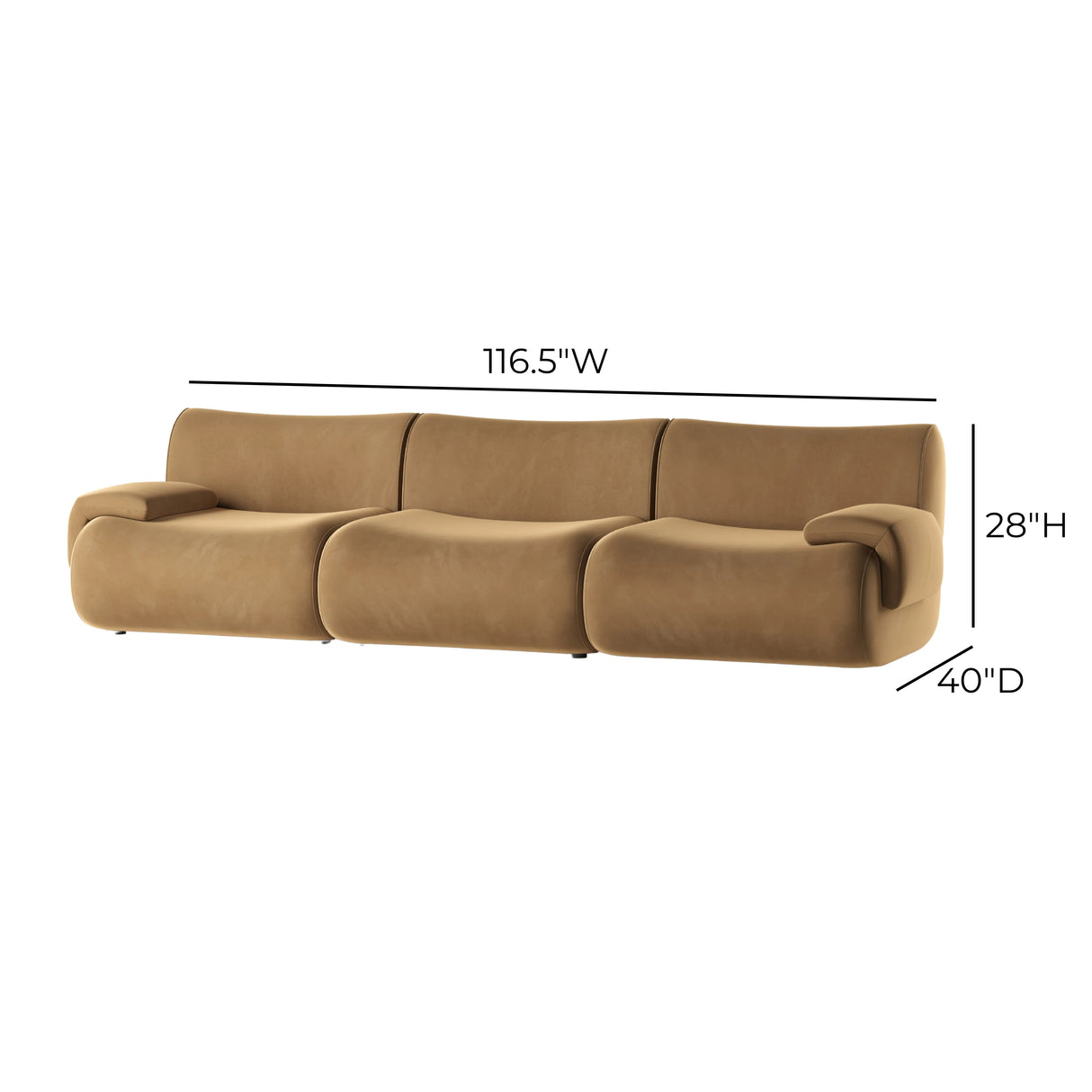 Zenith 116.5" Latte Brown Performance Velvet Modular Sofa by TOV Furniture at Eve Furniture