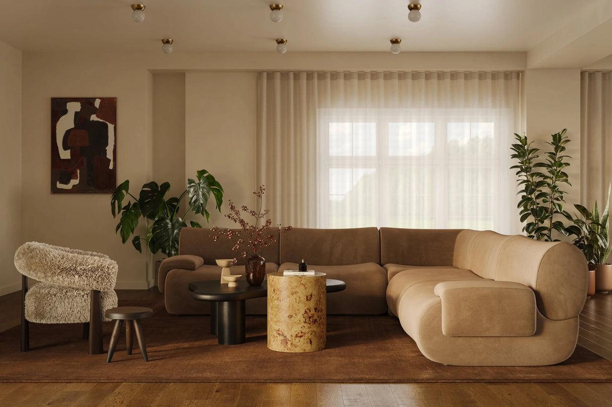 Zenith 5-Piece Latte Brown Performance Velvet Modular L-Sectional by TOV Furniture at Eve Furniture
