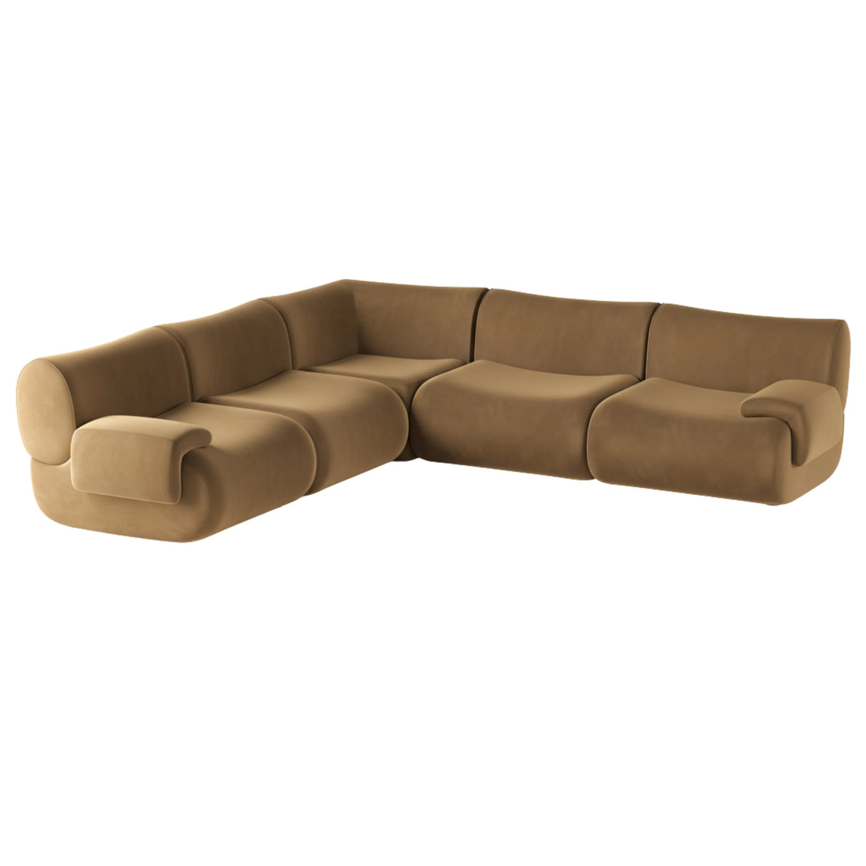 Zenith 5-Piece Latte Brown Performance Velvet Modular L-Sectional by TOV Furniture at Eve Furniture