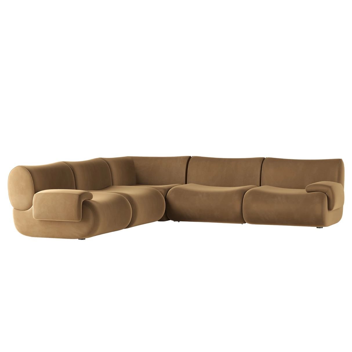 Zenith 5-Piece Latte Brown Performance Velvet Modular L-Sectional by TOV Furniture at Eve Furniture