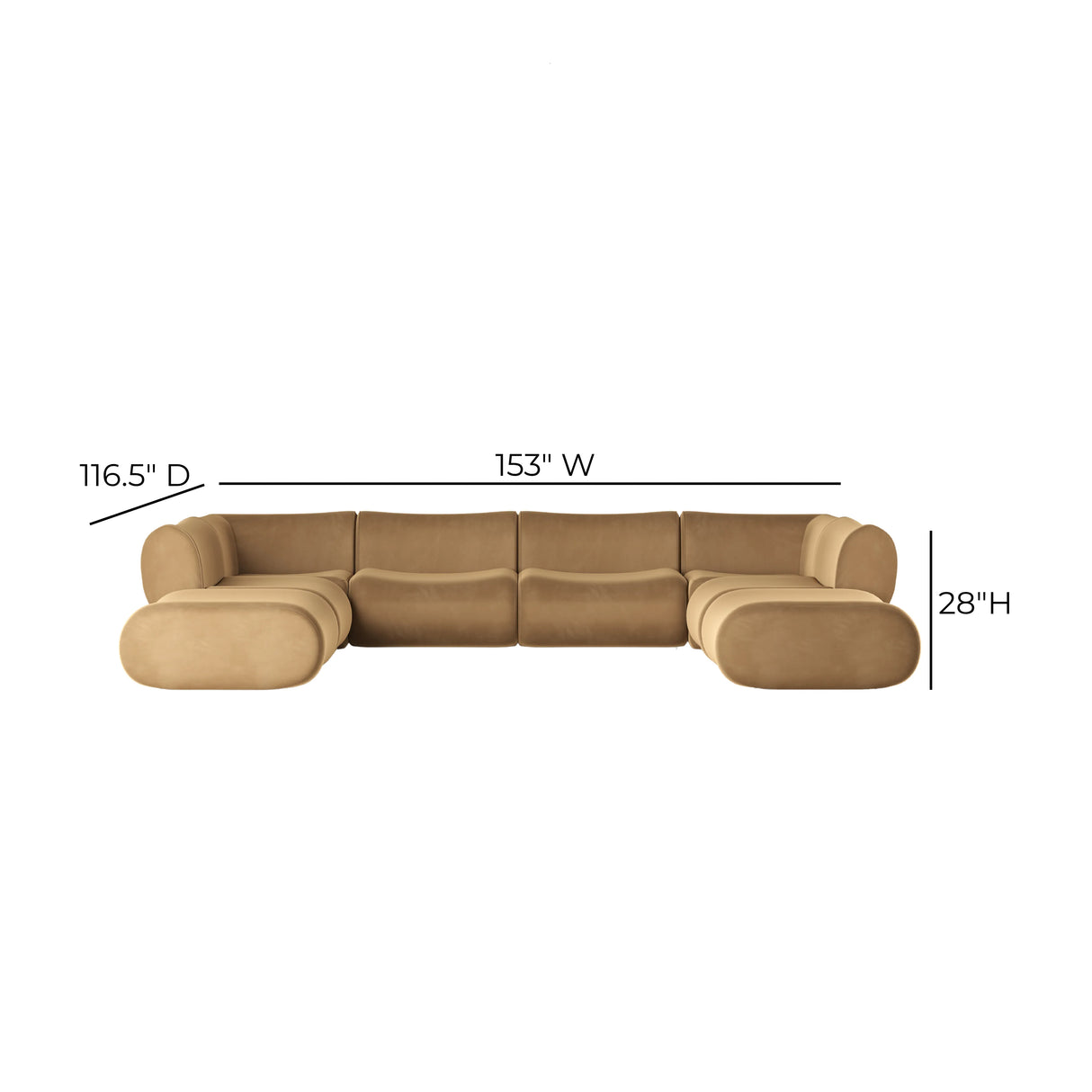 Zenith 8-Piece Latte Brown Performance Velvet Modular U-Sectional by TOV Furniture at Eve Furniture