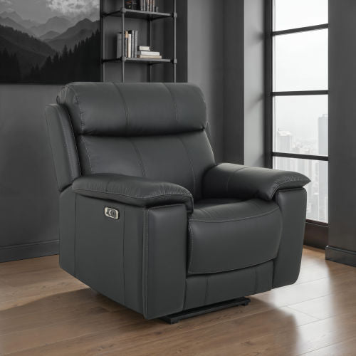 Zenith Black Power Immersive Audio Recliner with Built-in Speakers, Lighting and Vibration by Steve Silver at Eve Furniture
