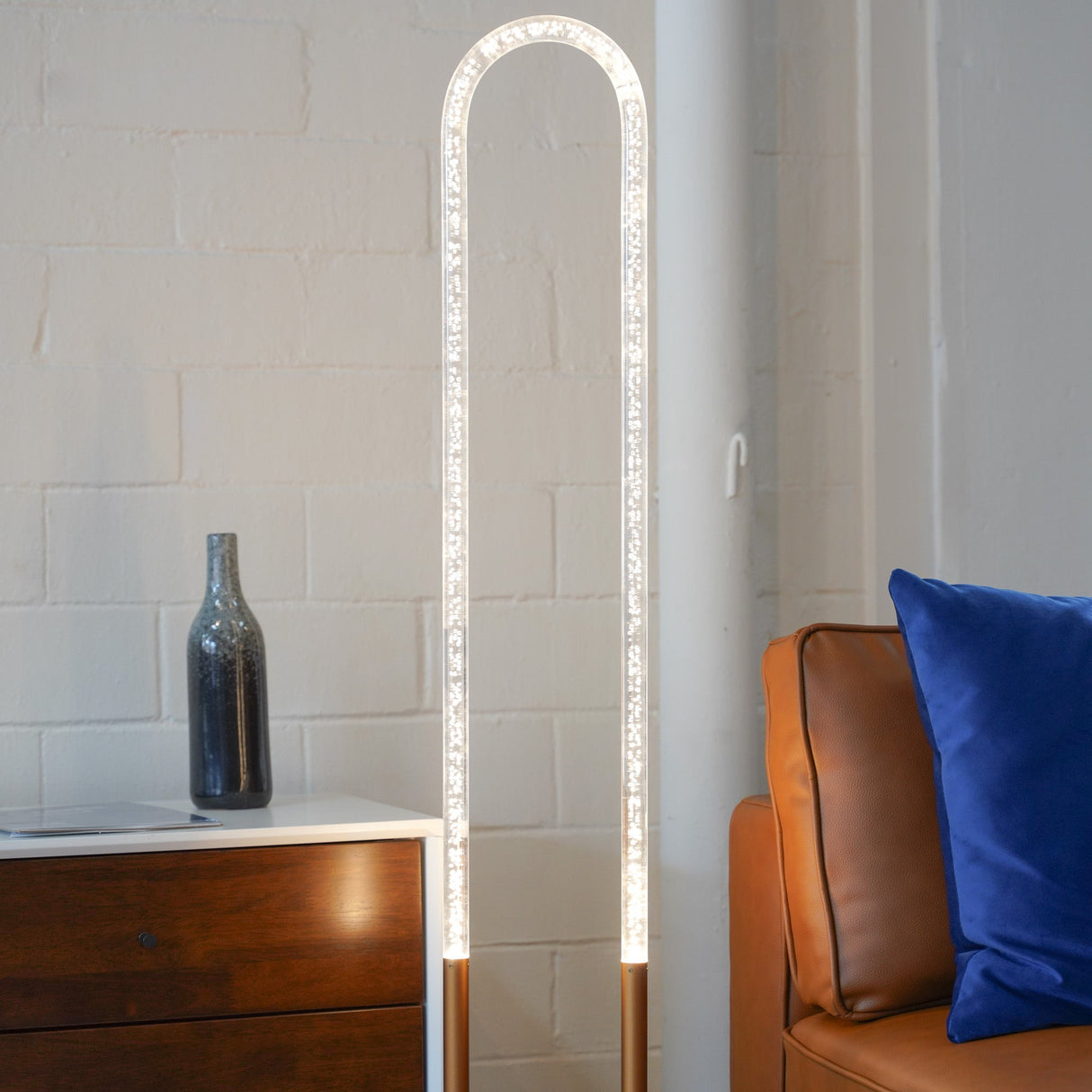 Zeon LED Floor Lamp Coarse Gold and Clear by Ashcroft Furniture at Eve Furniture
