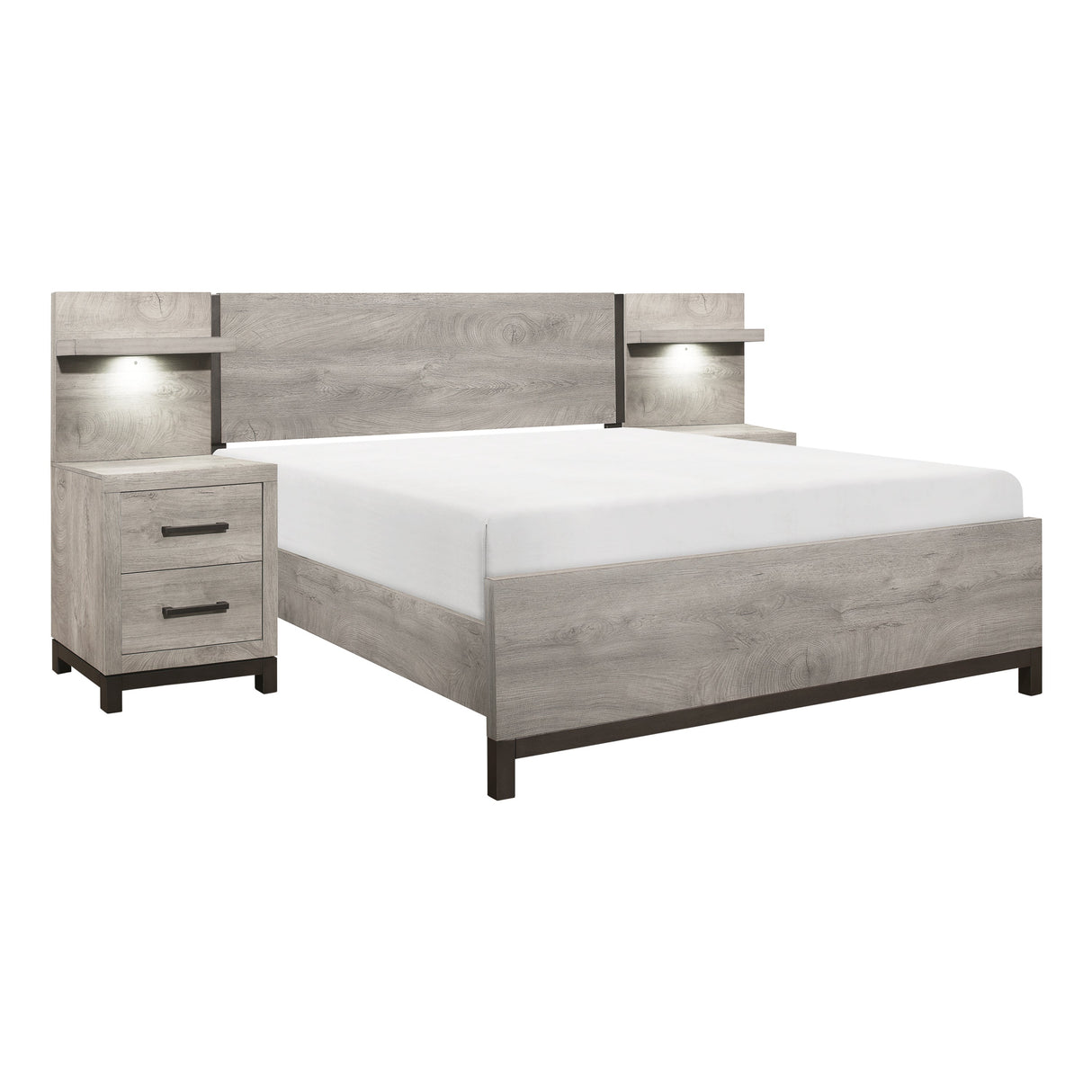 Zephyr Light Gray California King Bed with 2 Nightstands by Homelegance at Eve Furniture