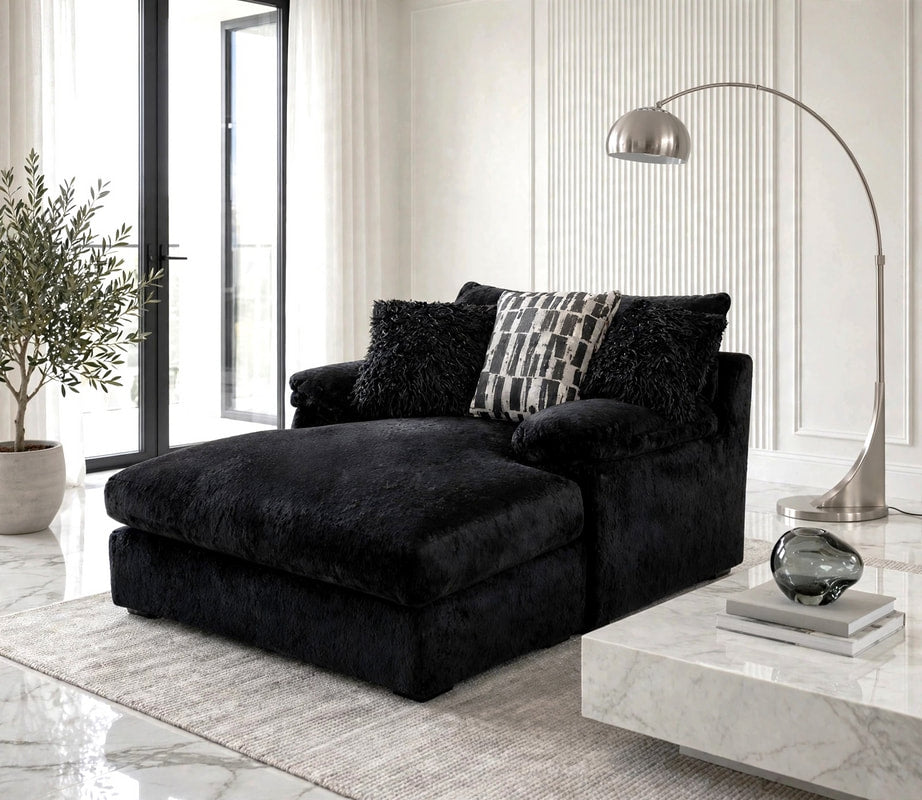 Zig Onyx Black Chaise Lounge by Happy Homes at Eve Furniture