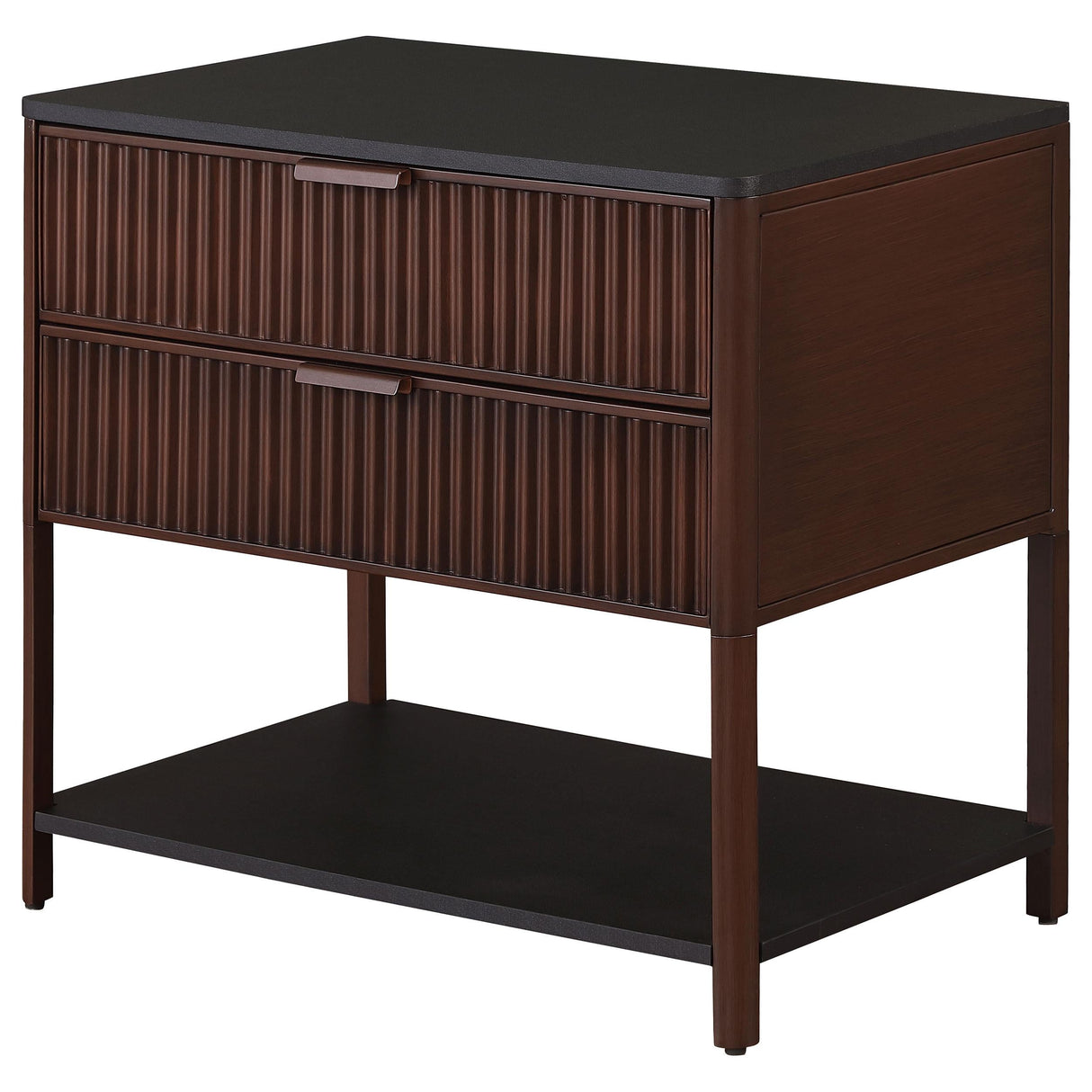 Zimmerlee Rust Brown 2-Drawer Side Table with Shelf by Coaster at Eve Furniture