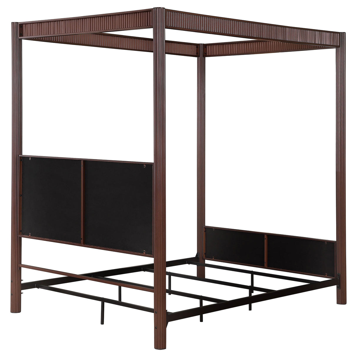 Zimmerleee Rust Brown 89-inch Metal Eastern King Canopy Bed by Coaster at Eve Furniture