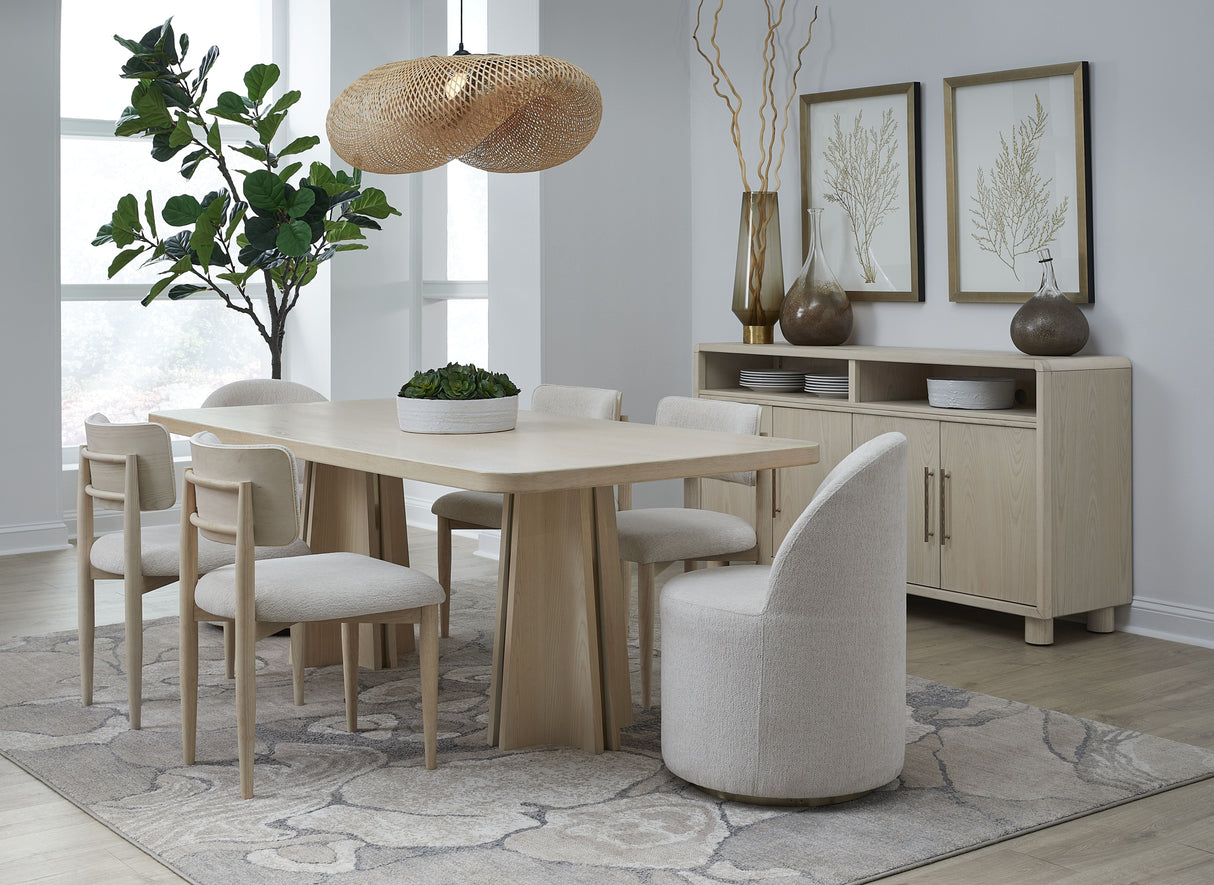 Zinnia Four Door Two Shelf Sideboard in White Sand by Modus Furniture at Eve Furniture
