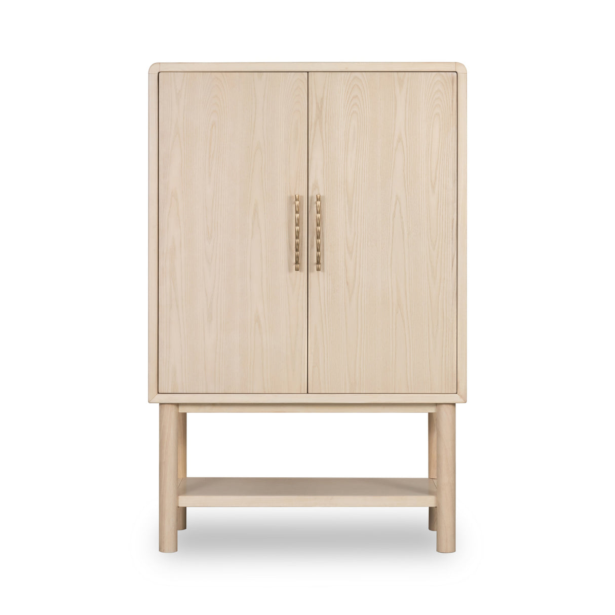 Zinnia Two Door Ash Wood Bar Cabinet in White Sand by Modus Furniture at Eve Furniture