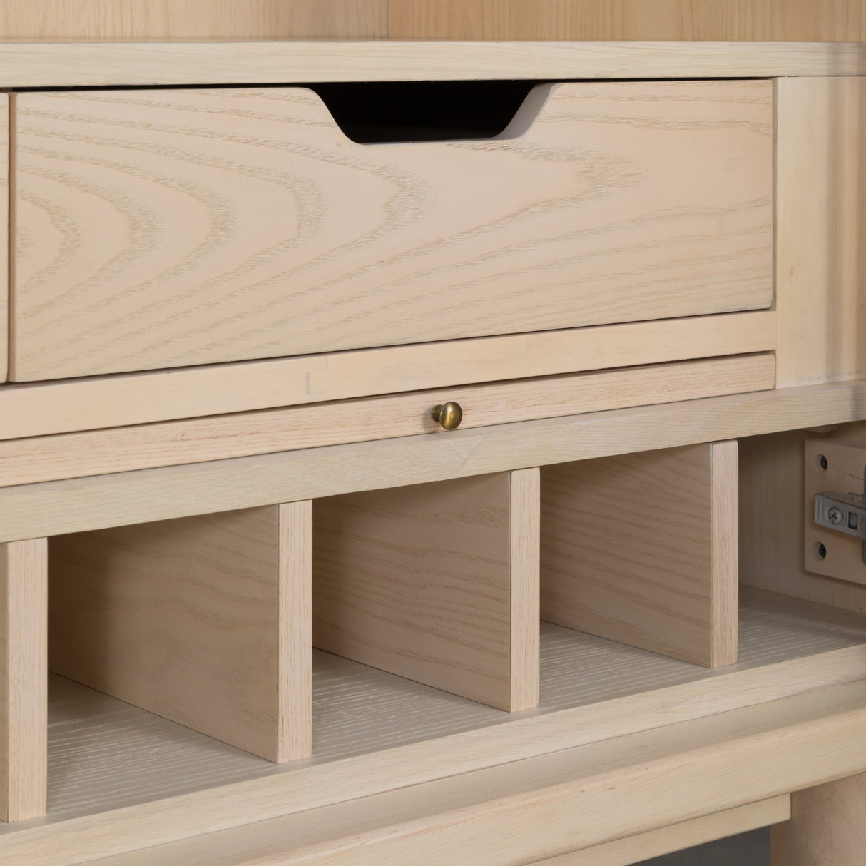 Zinnia Two Door Ash Wood Bar Cabinet in White Sand by Modus Furniture at Eve Furniture