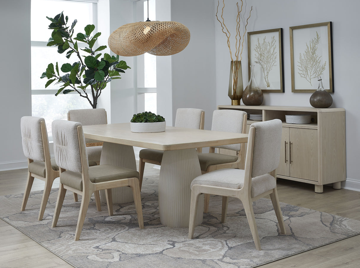 Zinnia Upholstered Dining Chair in White Sand, Buttermilk Leather and Dune Chenille (Set of 2) by Modus Furniture at Eve Furniture