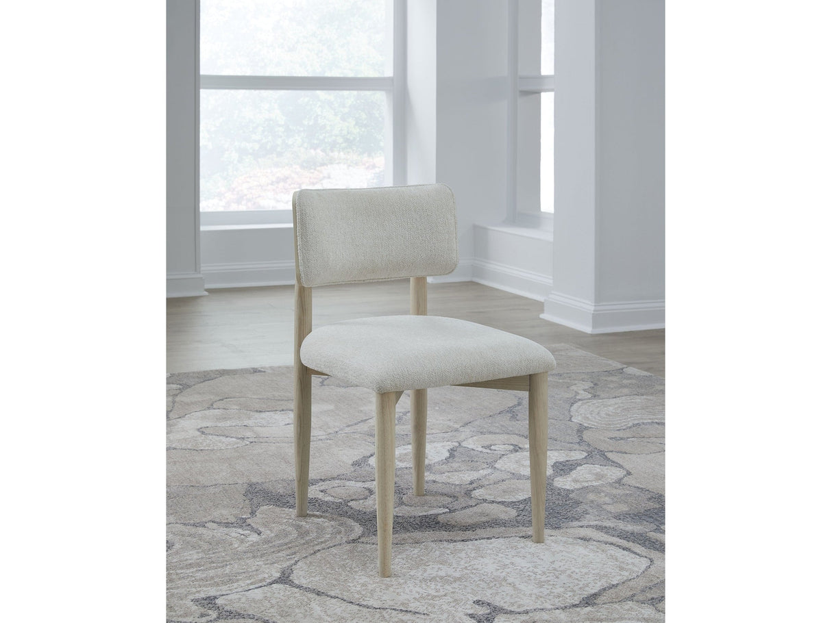 Zinnia Wood Back Dining Chair in White Sand and Dune Chenille (Set of 2) by Modus Furniture at Eve Furniture