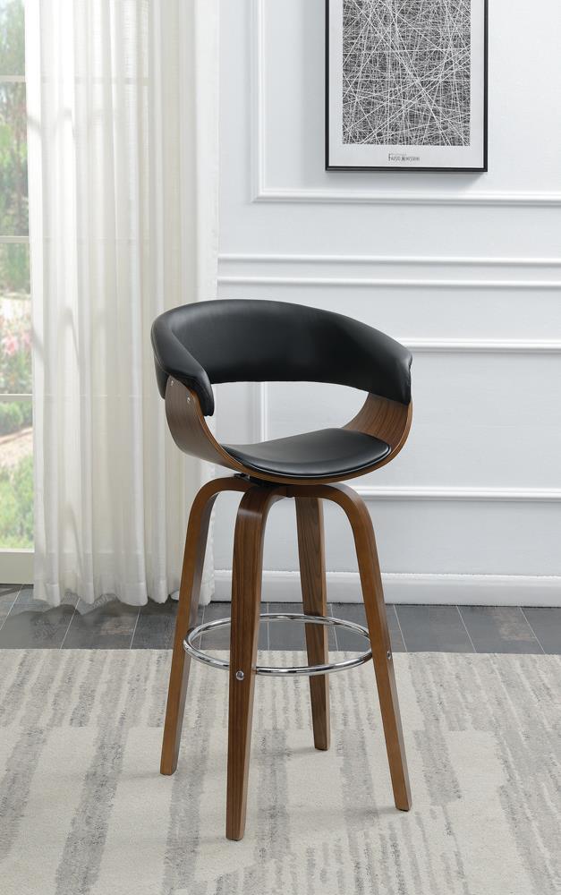 Zion Walnut/Black Upholstered Swivel Bar Stool by Coaster at Eve Furniture