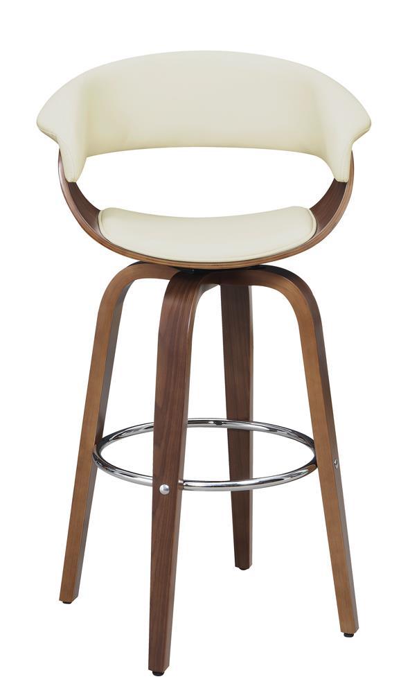 Zion Walnut/Ecru Upholstered Swivel Bar Stool by Coaster at Eve Furniture