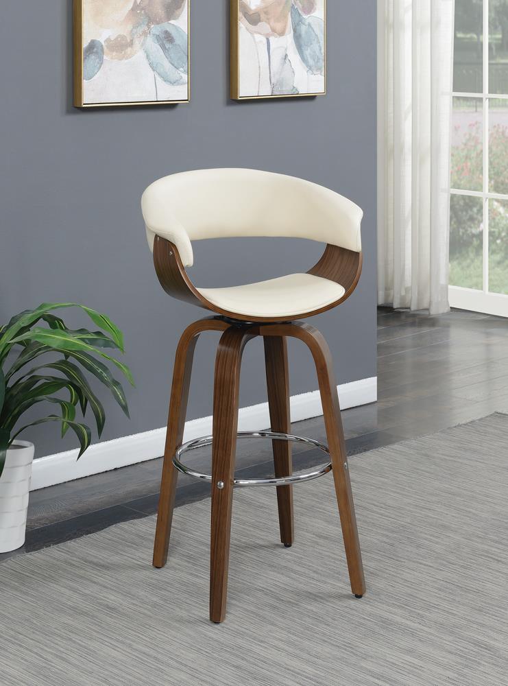 Zion Walnut/Ecru Upholstered Swivel Bar Stool by Coaster at Eve Furniture