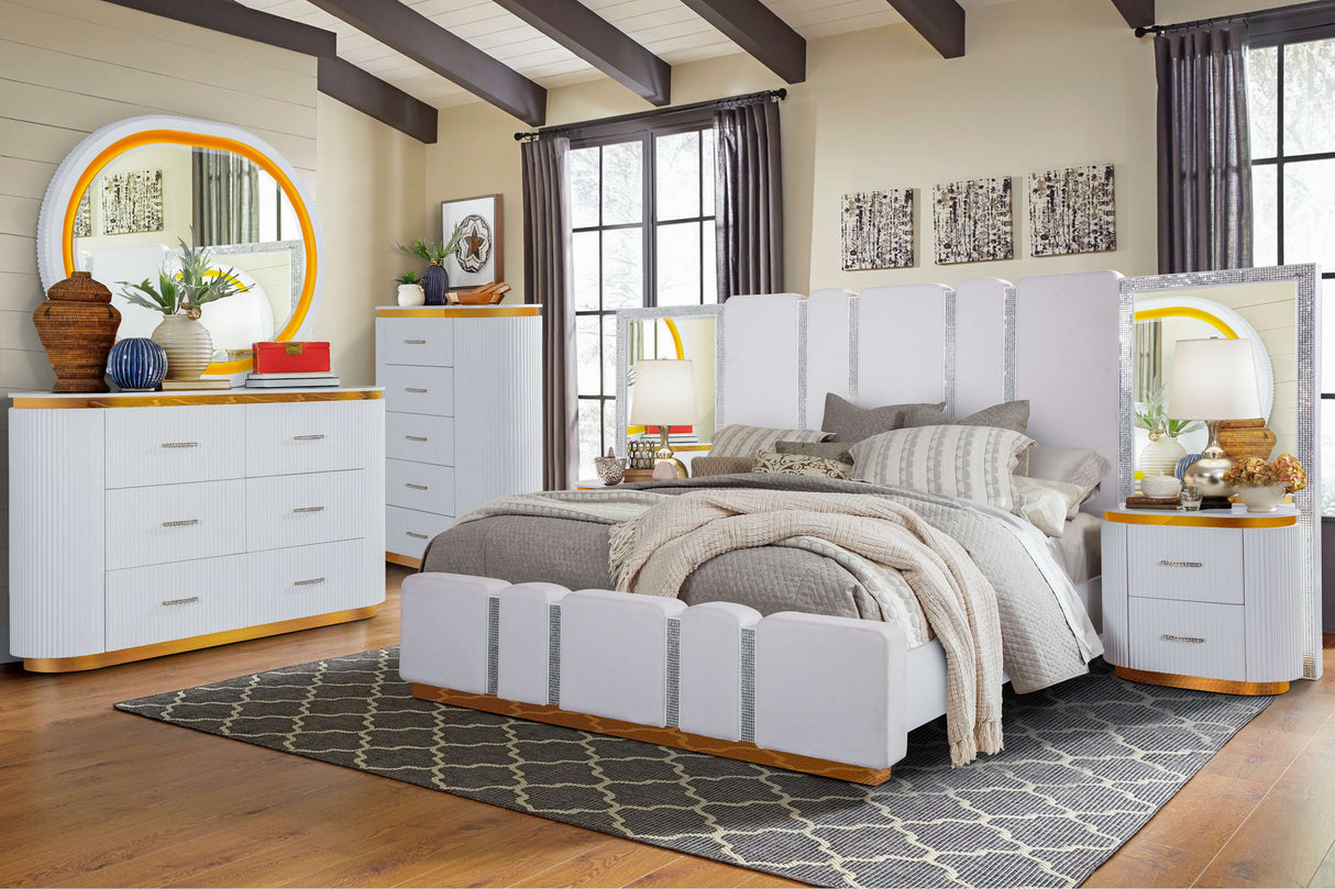 Zoe Gold-White Bedroom Set