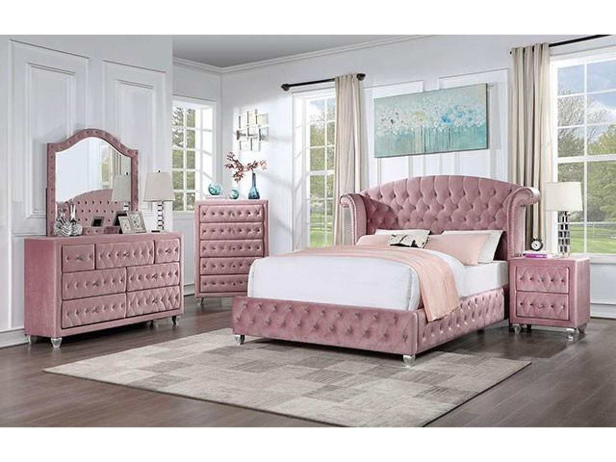 Zohar Pink 4-Piece Full Bedroom Set by Furniture of America at Eve Furniture