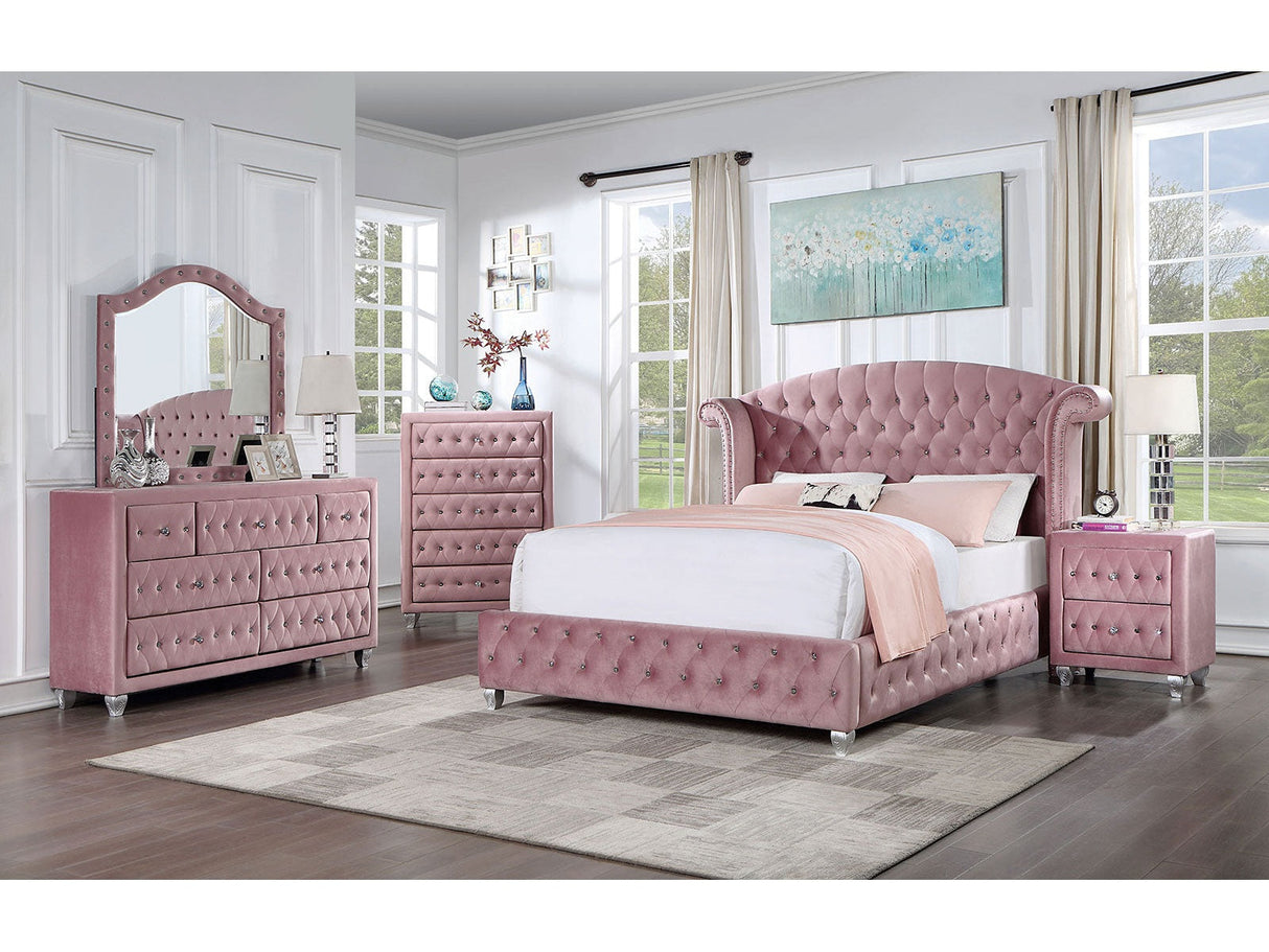 Zohar Pink 5-Piece Queen Bedroom Set by Furniture of America at Eve Furniture