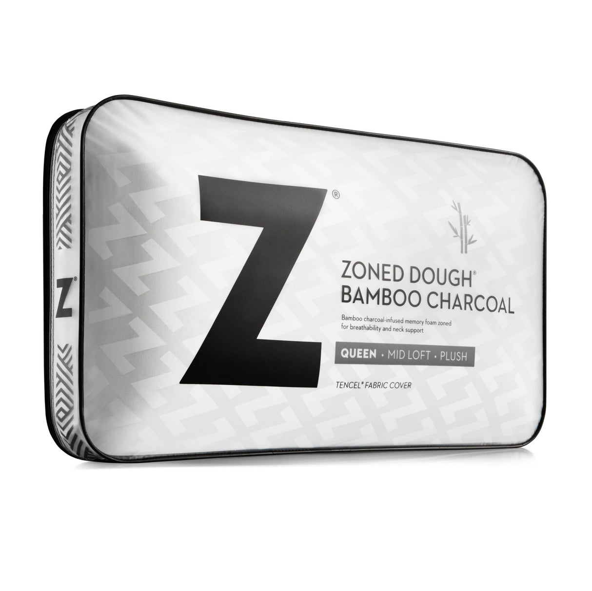 Zoned Dough Bamboo Charcoal Queen Mid Loft Pillow by Malouf at Eve Furniture