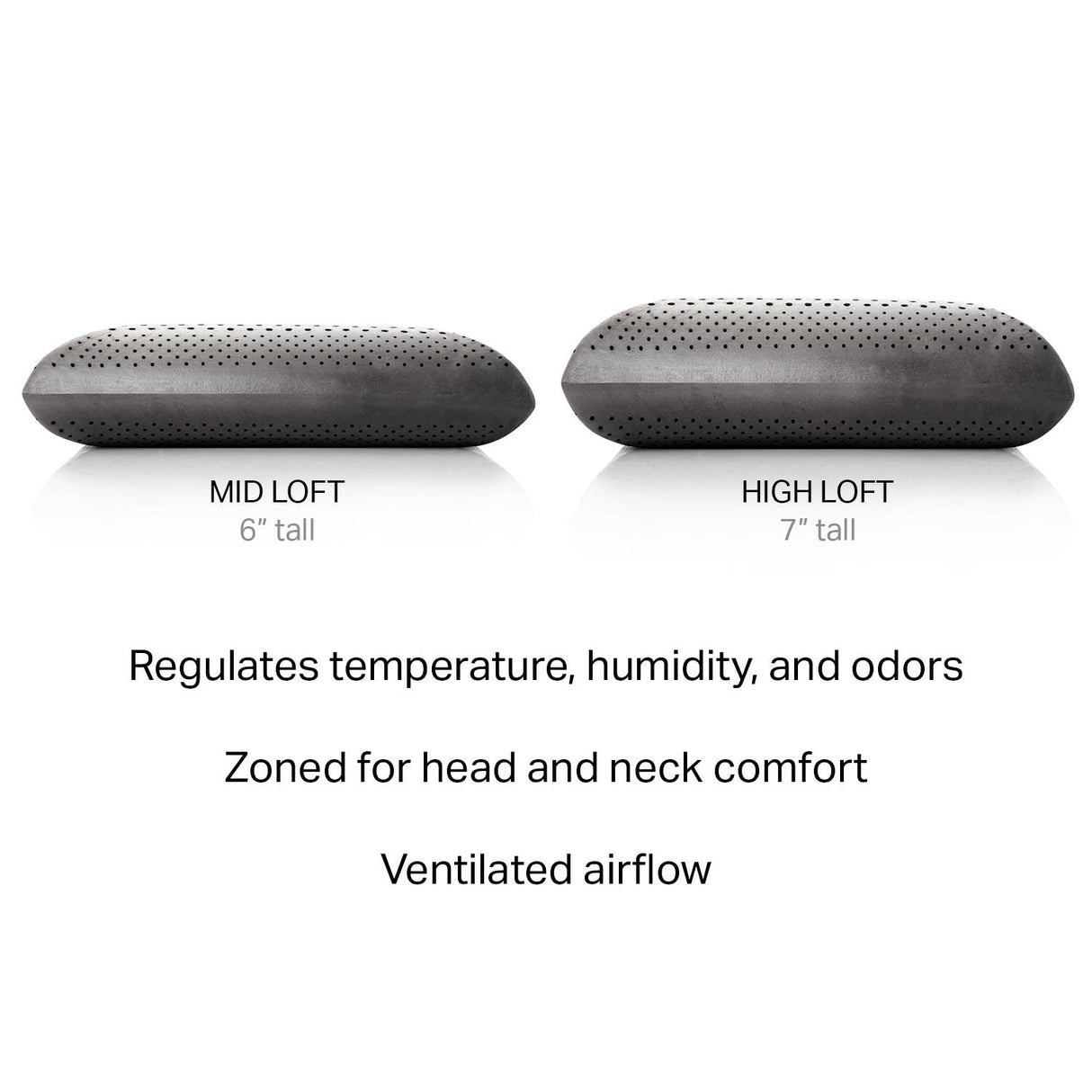 Zoned Dough Bamboo Charcoal Queen Mid Loft Pillow by Malouf at Eve Furniture