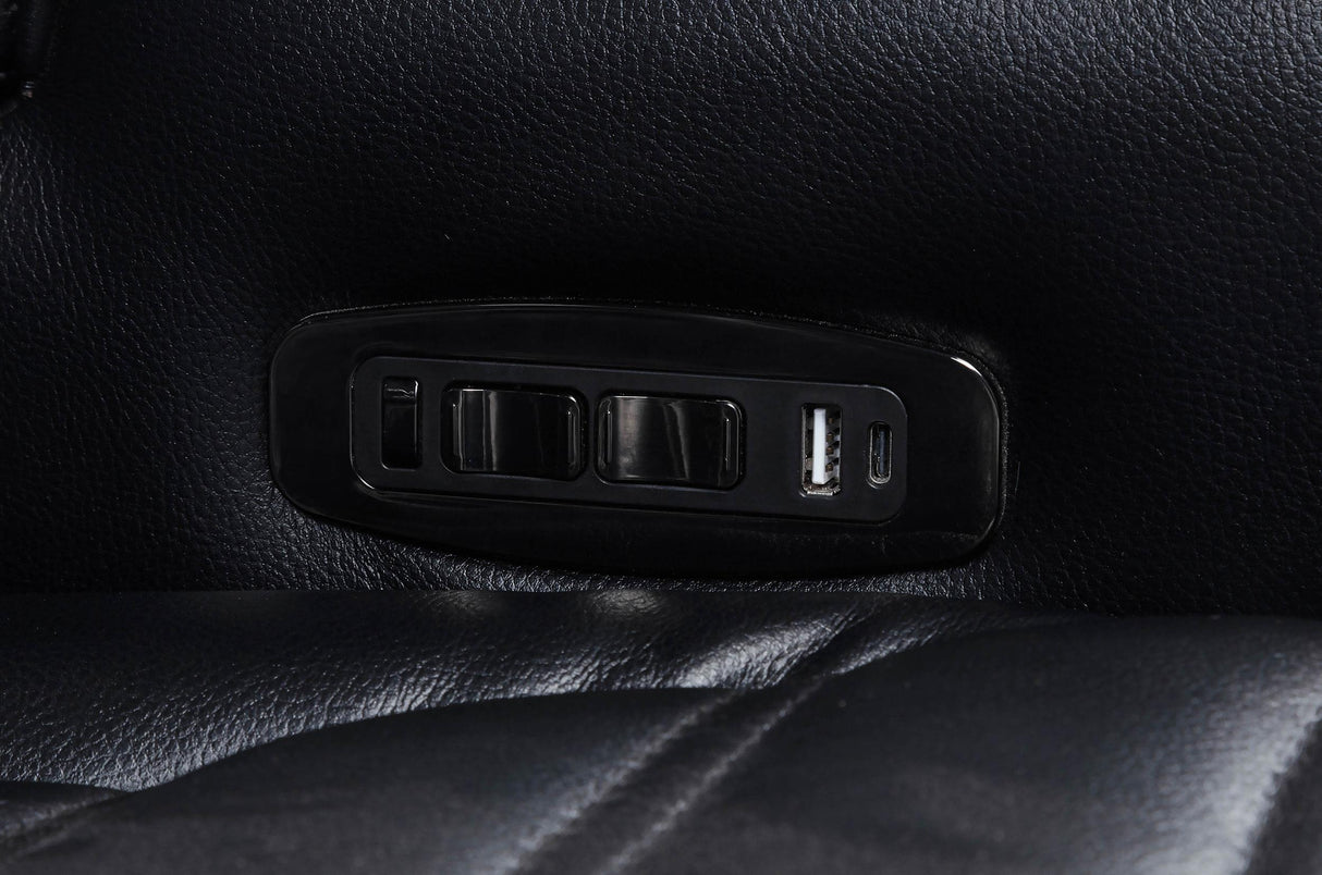 Zuma Black Faux Leather Dual Power Reclining LED Loveseat by Coaster at Eve Furniture