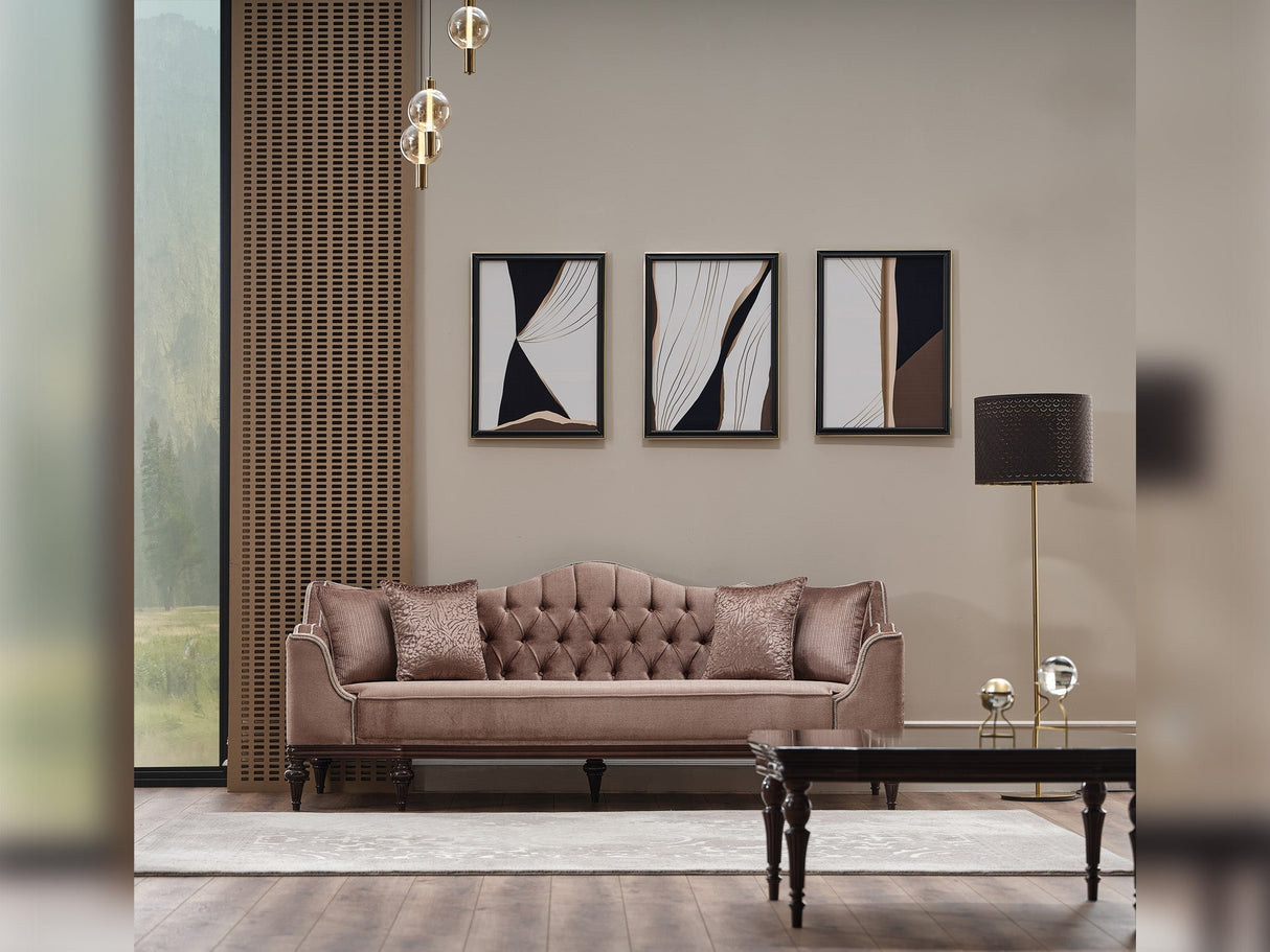 Zumrut 3-pieces (Sofa & Loveseat & Chair) Livingroom Set in Light Brown by Furnia at Eve Furniture
