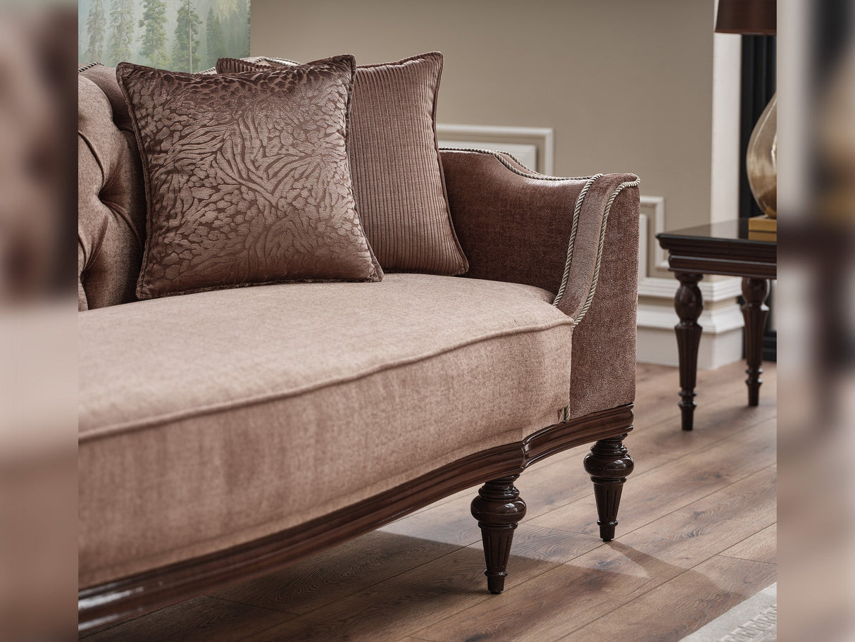 Zumrut 3-pieces (Sofa & Loveseat & Chair) Livingroom Set in Light Brown by Furnia at Eve Furniture