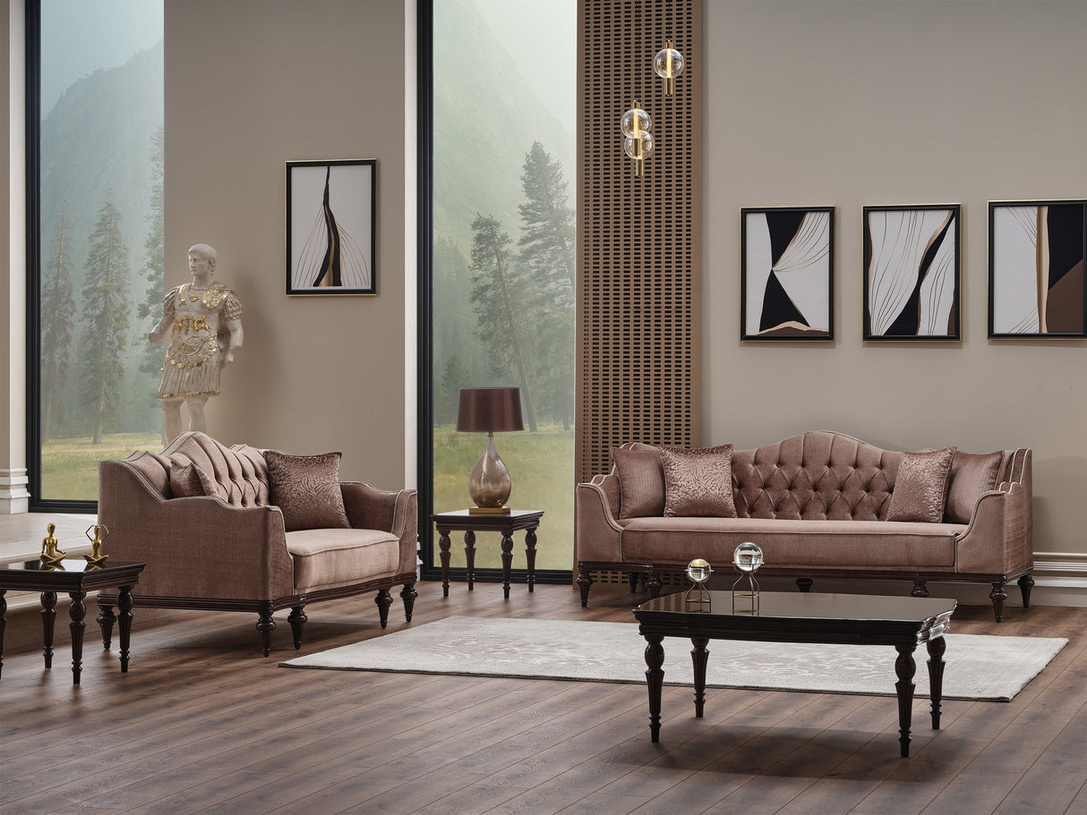 Zumrut Light Brown Stationary Loveseat by Furnia at Eve Furniture