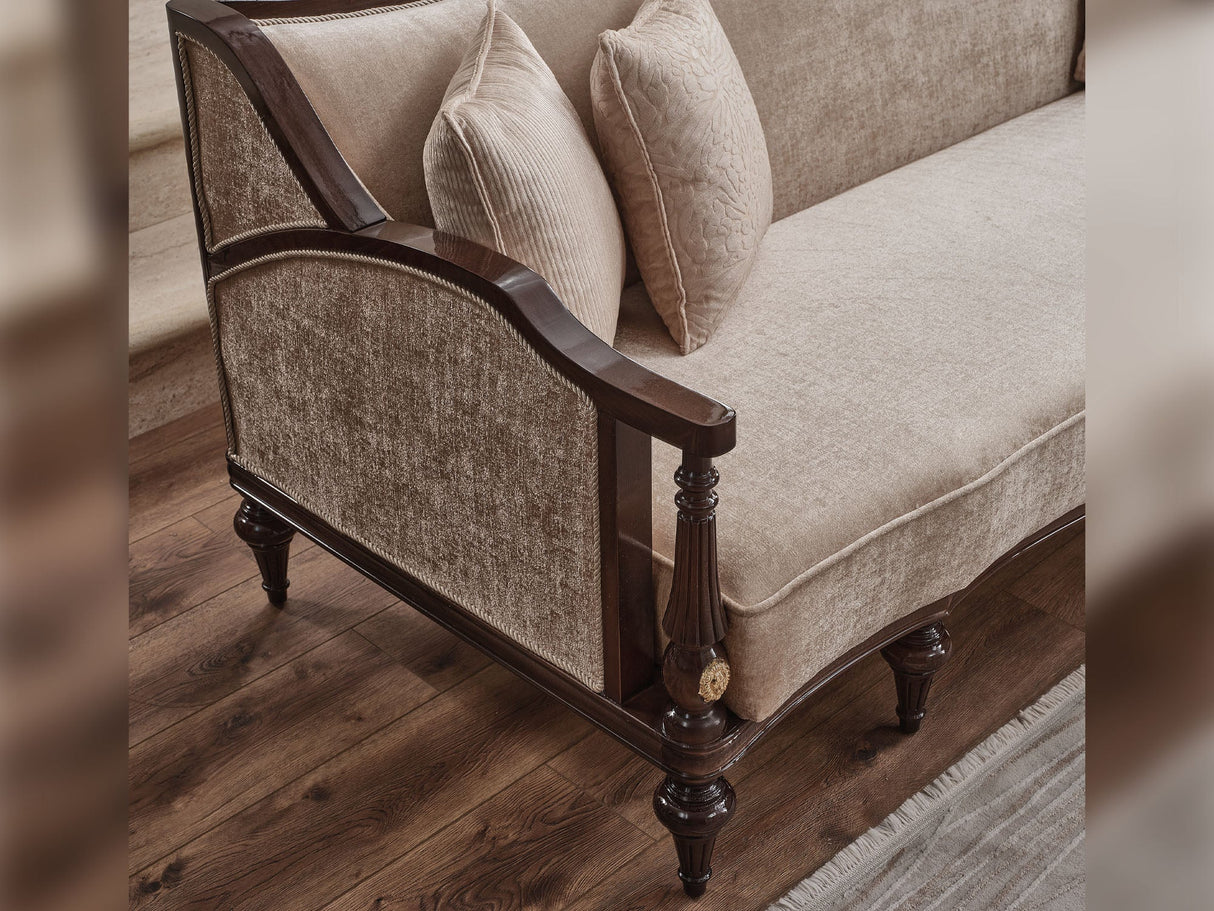 Zumrut Lux 3-pieces (Sofa & Loveseat & Chair) Livingroom Set in Beige by Furnia at Eve Furniture
