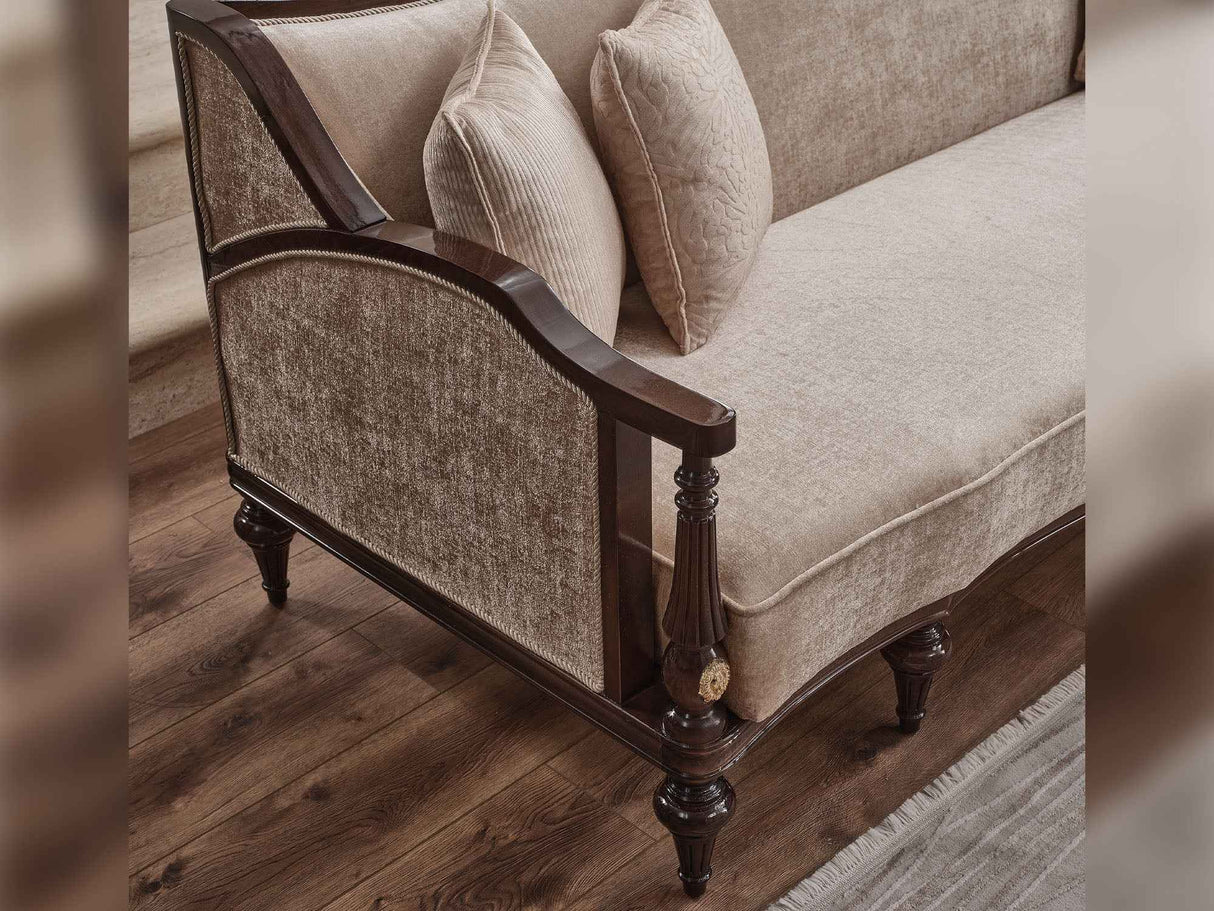 Zumrut Lux Beige Stationary Sofa by Furnia at Eve Furniture
