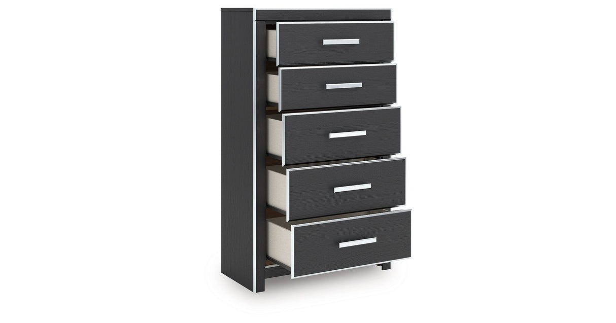 Zuraleus Black Chest of Drawers by Ashley at Eve Furniture